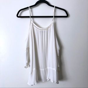 Bershka White Cold-Shoulder Vintage Boho Top